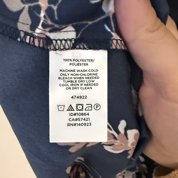 LOFT Navy Floral Long Sleeve Dress - Picture 7 of 10